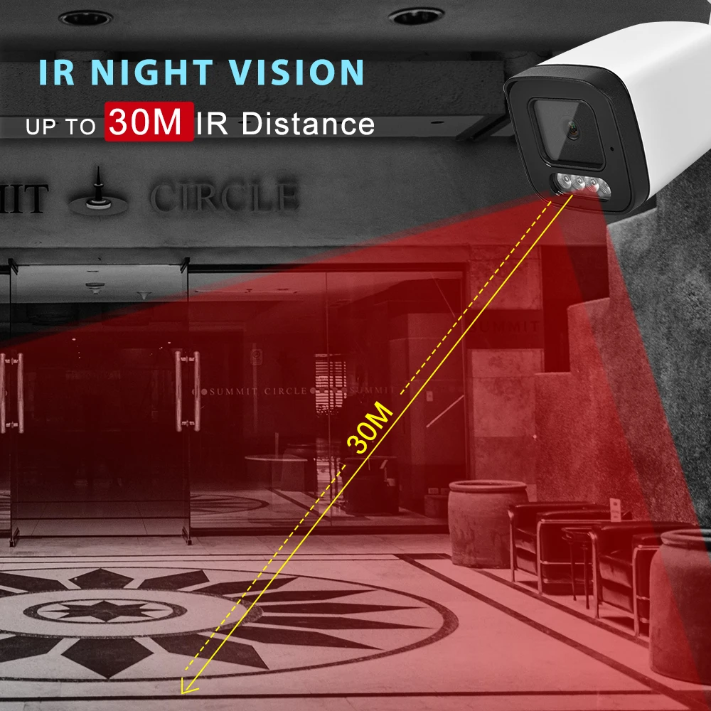 Vikylin Hikvision Compatible 4MP 25PFS IR Night Vision IP Camera MIC Human Car Detection Home Outdoor IP67 POE Security Camera