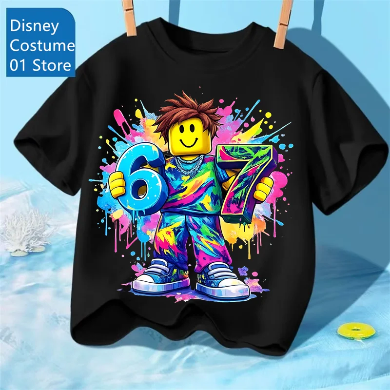 New Roblox Game 67 Digital Print Kids T Shirt for Boys and Girls Casual Short Sleeve Tee Childrens Birthday Graphic Cotton Tops