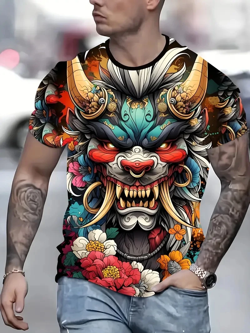 

Men's Plus Size 3D Printed Short Sleeved T-shirt, Loose and Casual, Soft, Comfortable and Breathable, Suitable for Outdoor Sport