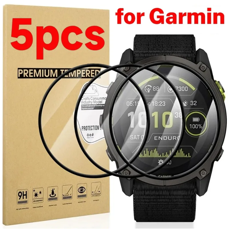 5/1Pcs Tempered Glass Smartwatch Screen Protectors for Garmin Enduro 3 51mm Full Coverage HD Clear Anti Scratch Protective Films