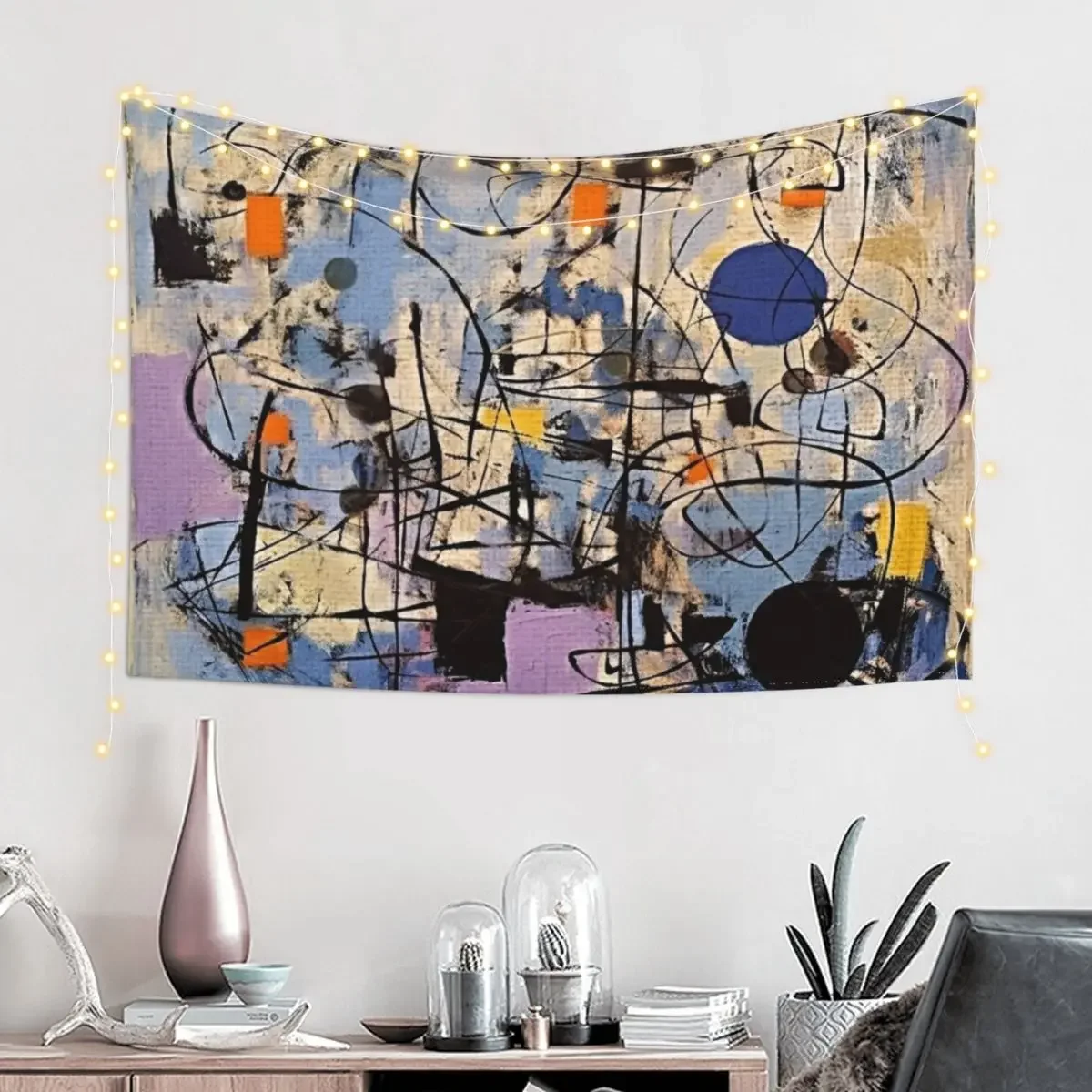 A Time Of Joy, 1950s Style Abstract Painting by Bossy Cat Home Tapestry Room Decor House Decoration Home Supplies Tapestry