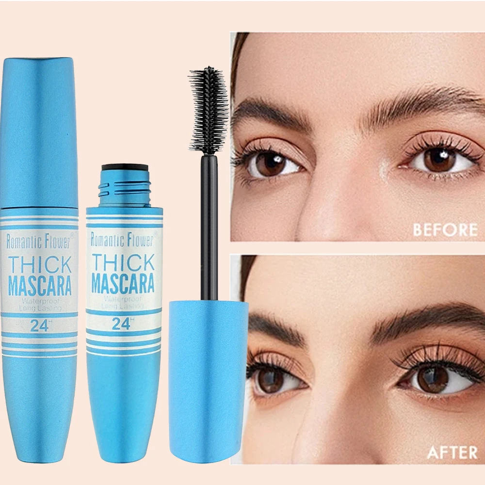 방수 4D 래쉬 볼류마이징 마스카라 두껍고 길어진 컬링 속눈썹을 위한 오래 지속되는 24시간 얼룩 방지 마스카라