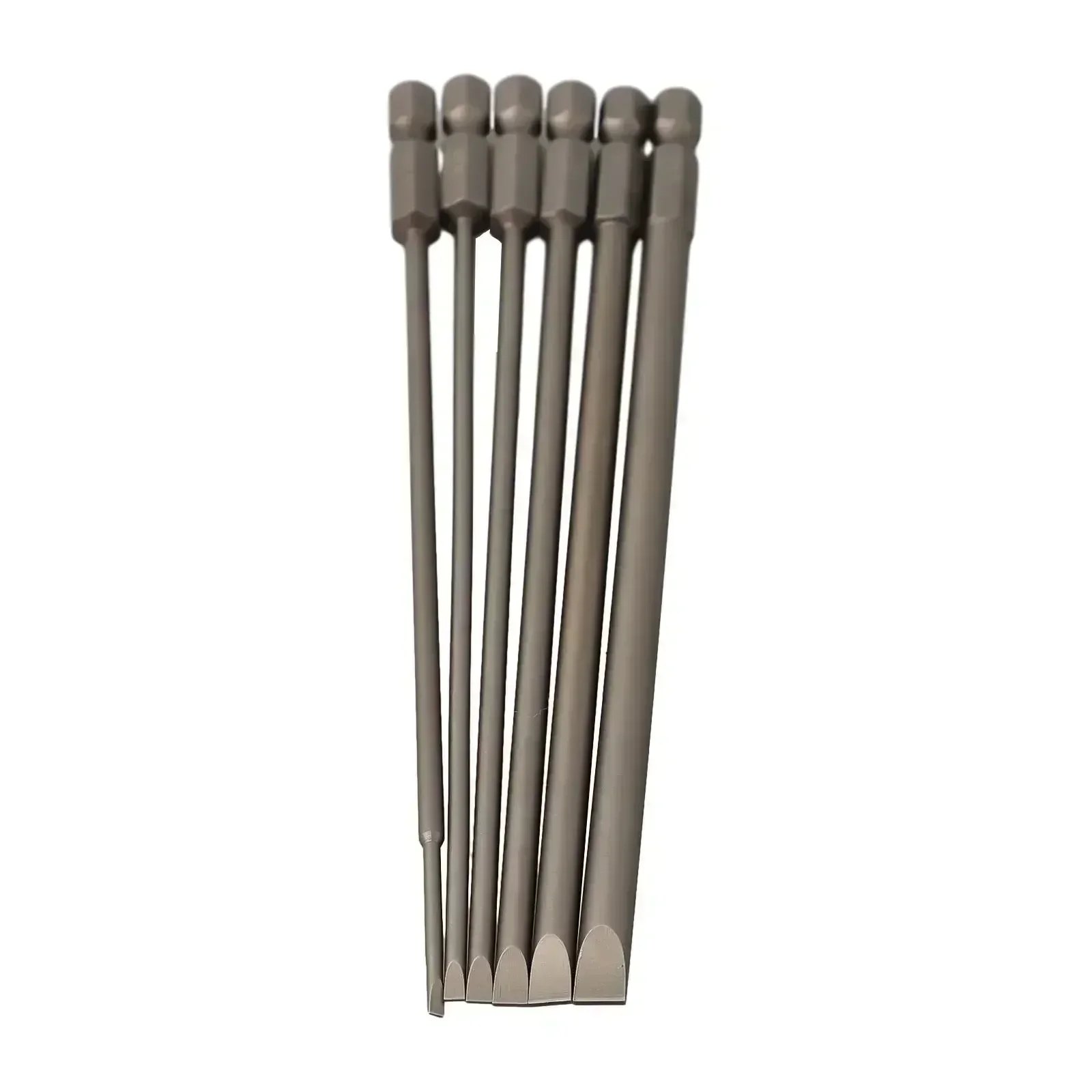 6pcs 100/150mm Slotted Screwdriver Bit Set /4\'\' Hex Shank Magnetic Flat Head Screw Driver Screwdriver Bits SL2 SL2.5 SL3 SL4 SL5