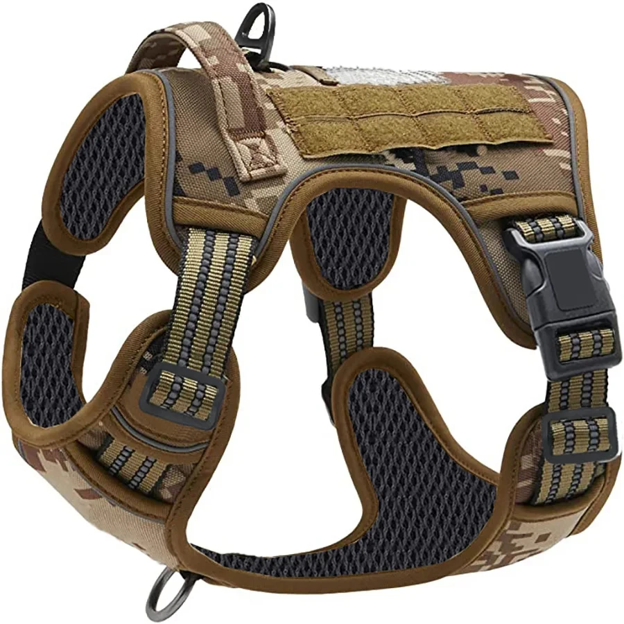 Military Tactical Pull Large Dog Tactical Harness - Durable Military-Style Vest with Reflective Straps & Secure Control Handle - view 6