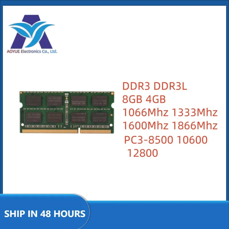 1 adet/grup Dizüstü Ram DDR3L DDR3 8 GB 4 GB 1066 Mhz 1333 Mhz 1600 Mhz 1866 Mhz SO-DIMM PC3-8500 10600 12800 Dizüstü Bilgisayar DDR3 Çift Kanal