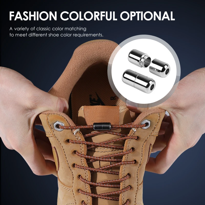 1Pair Round Reflective Shoelaces Elastic No Tie Shoe Laces For Kids Adult Sneakers Quick Shoelaces Shoestrings