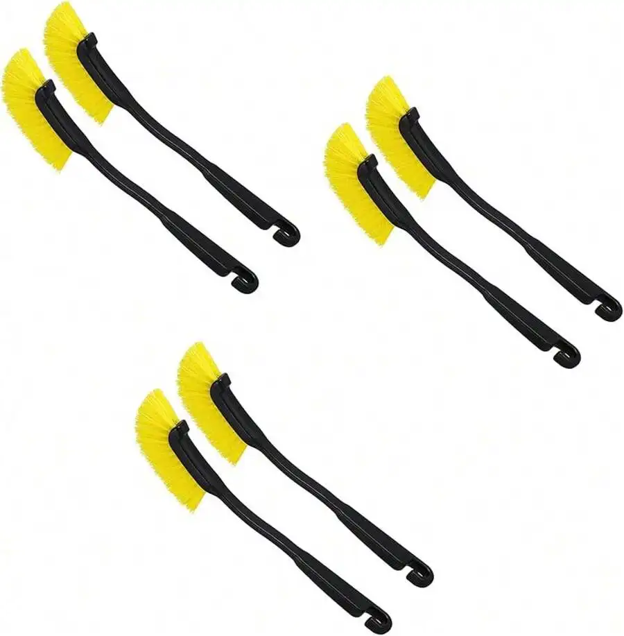 11 Inch Car Wash Brush With Long Handle,2 Pcs Wheel Brush With Black And Yellow Brush Wire,Car Detailing Brush Wheel Cleaner