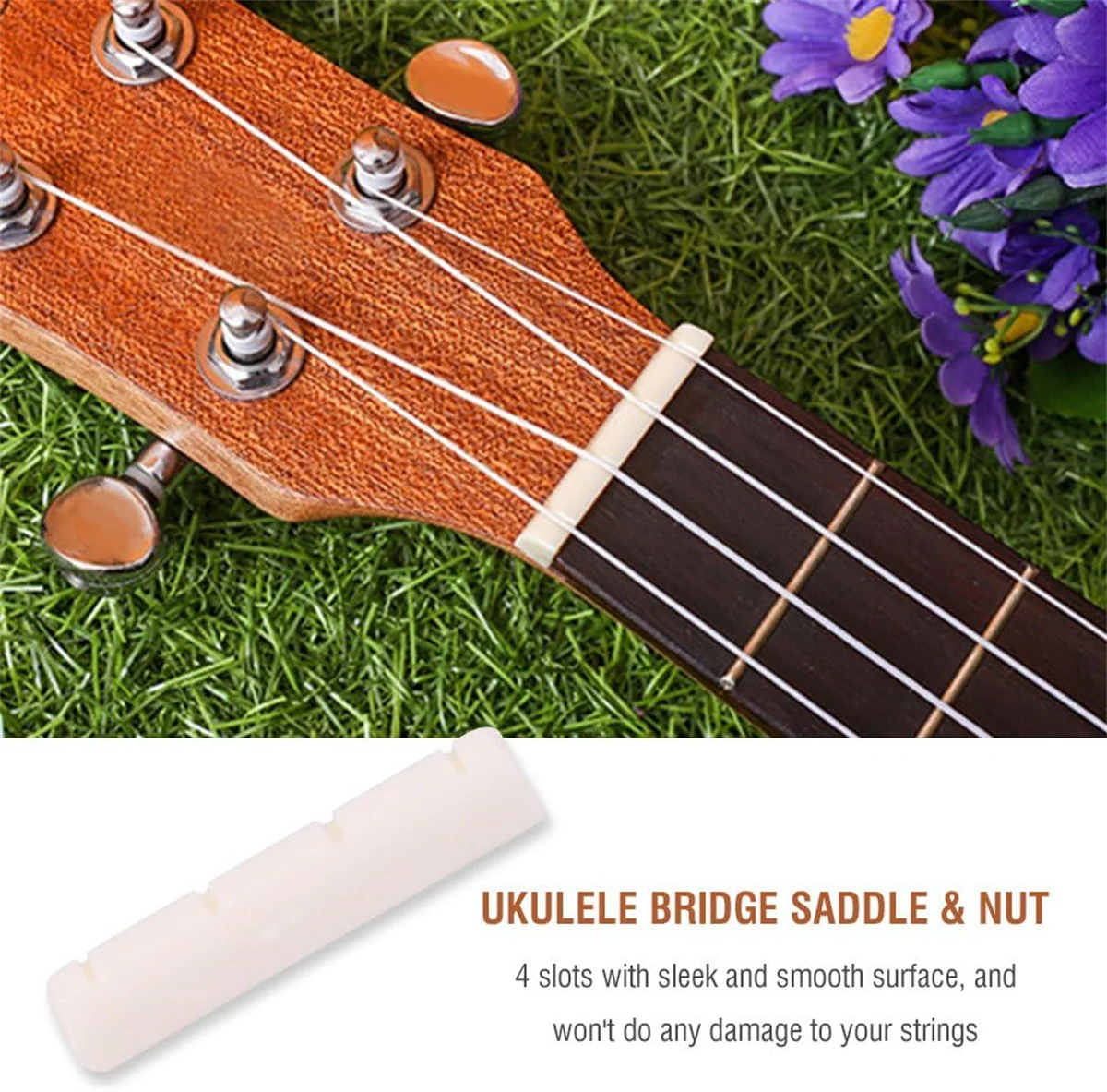 Miwayer Ukulele Brug Bot Zadel en Moer Accessoires 4-snarige Ukelele Bone Bridge Zadel Moer Set Muziekinstrument Onderdelen