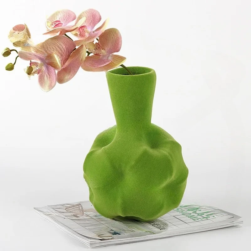 modern-flocking-flower-ware-art-flower-arrangement-ornament-model-room-hotel-homestay-home-high-end-vase-soft-decoration