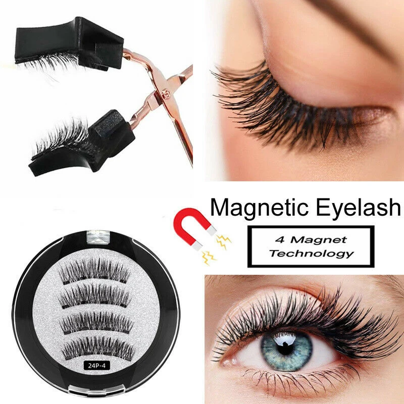 2 Pairs Natural Magnetic Eyelashes Handmade Reusable Magnetic False Eyelashes Natural Mink Eye Lashes Extension Makeup Tool