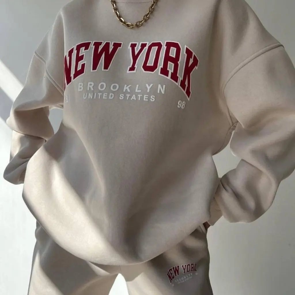 

Женский повседневный модный бархатный свитер и брючный костюм, утолщенный комплект с длинными рукавами и принтом для европейских и американских рынков