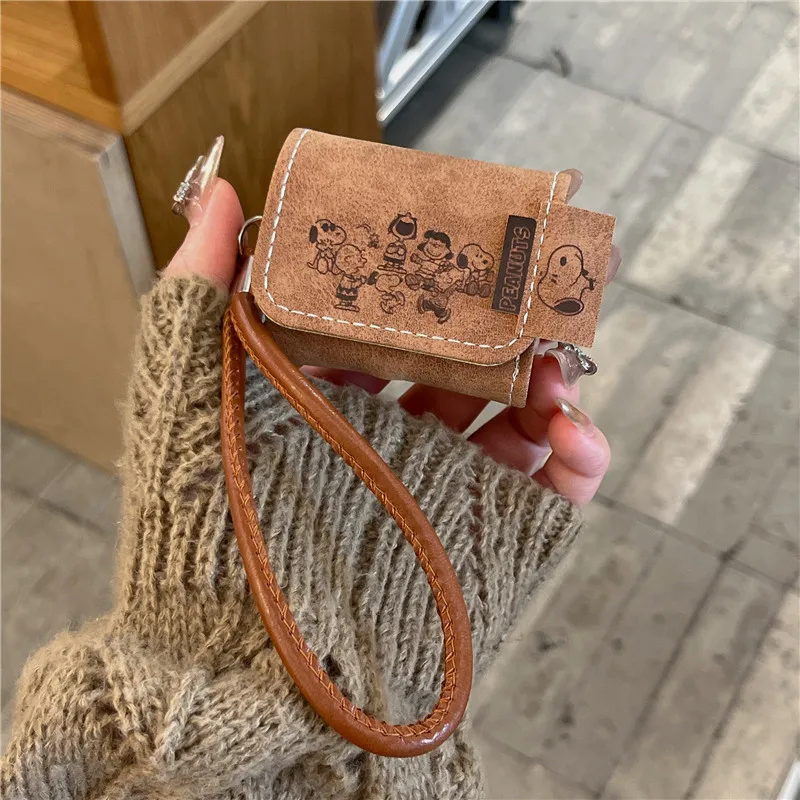 

Peanut Snoopy Earphone Case for AirPods 1 2 3 Pro Pro2 4 Original Snoopy Leather Wireless Bluetooth headset Headphone Cover