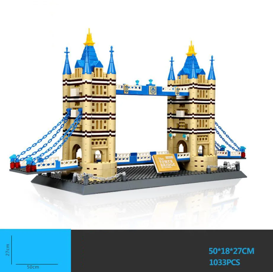 World Famous Architecture Model Block United Kingdom England London Tower Bridge Building Brick Toys Collection For Gifts