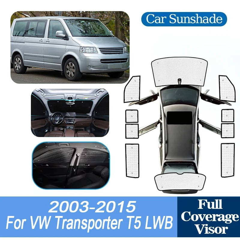 Car Aluminum Foil SunShade For Volkswagen Transporter T5 Accessories LWB 2003-2015 Auto Window Cover Sun Shade Baffle Accesorios