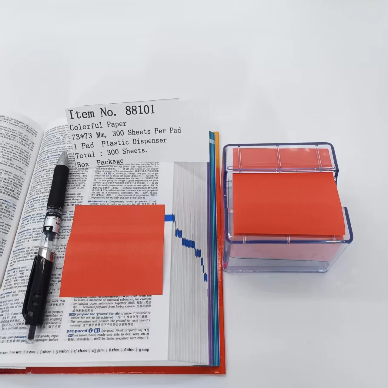 3 Color Colored Sticky Notes, Index Tab Flags with Clear Plastic Dispenser for Office & Study