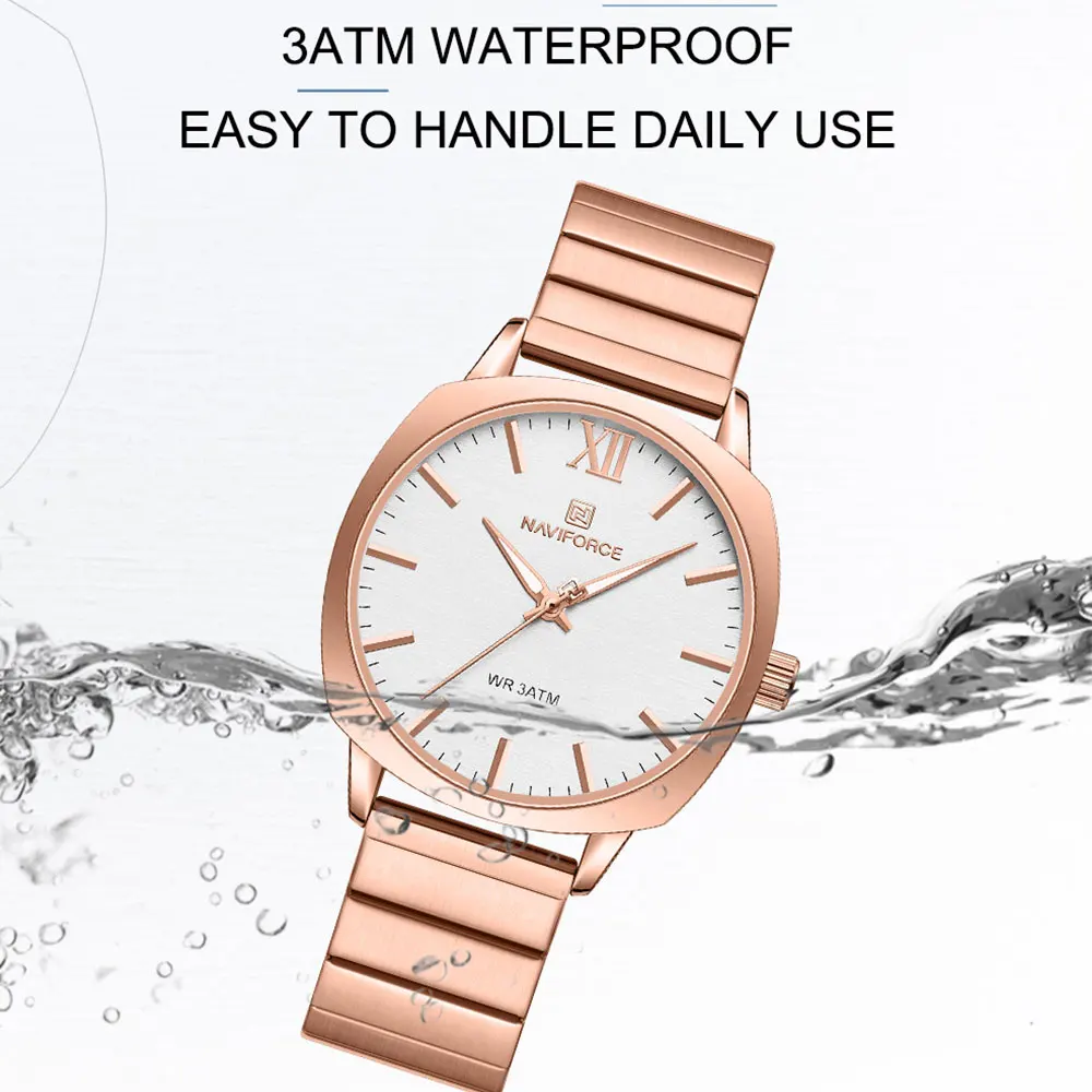 NAVIFORCE orologi da donna Fashion Casual FemaleLadies orologi da polso al quarzo in acciaio inossidabile Life Waterproof Girlfriend Luxury Gift