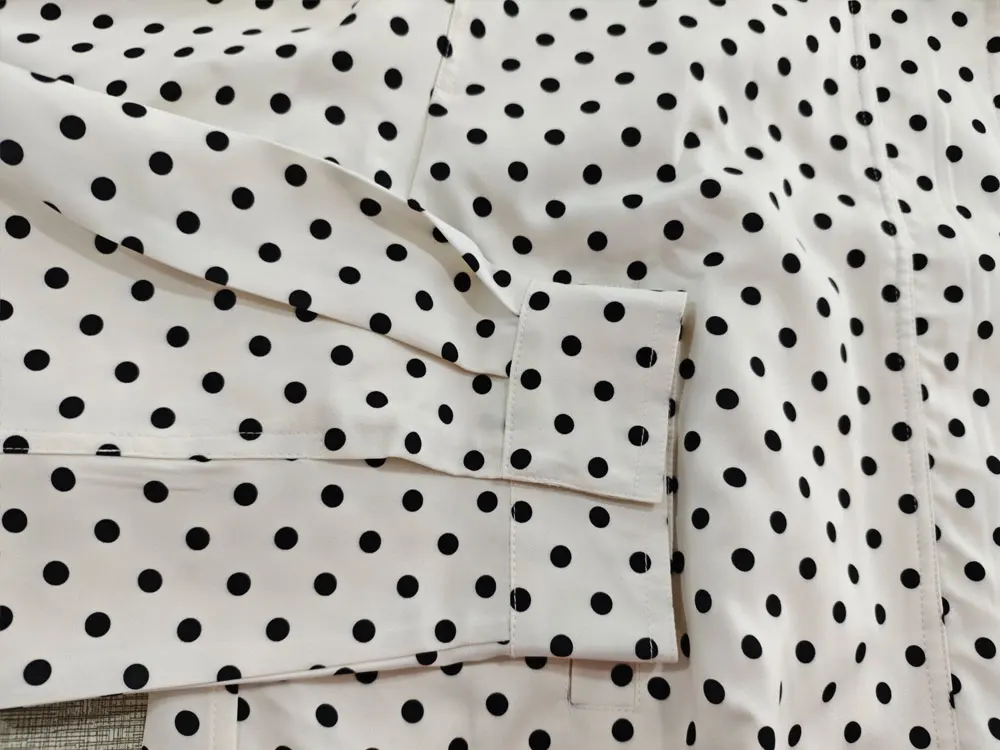 HH Weibliche Herbst Mode Polka Dot Gedruckt Set Lange Ärmel Rollkragen Kordelzug Jacke + A-line Shorts frauen Vintage Anzug – Detail 10