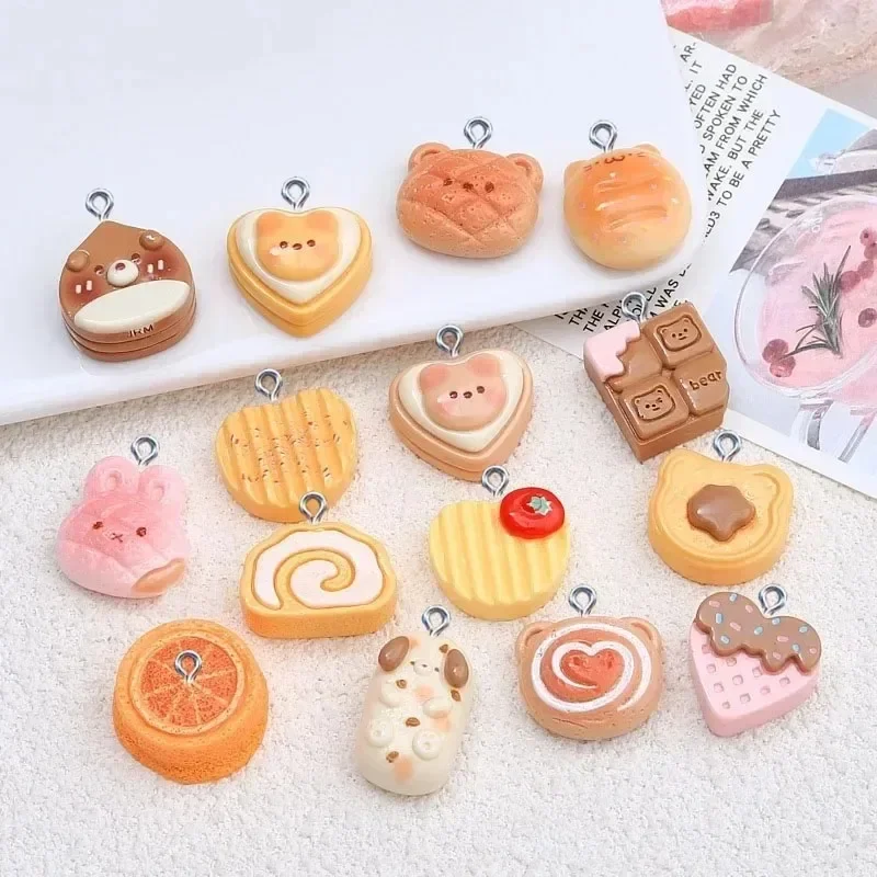 10Pcs Simulation Mini Snack Resin Charms Lovely Food Pendants DIY Supplies For Earring Necklace Bracelet Jewelry Craft