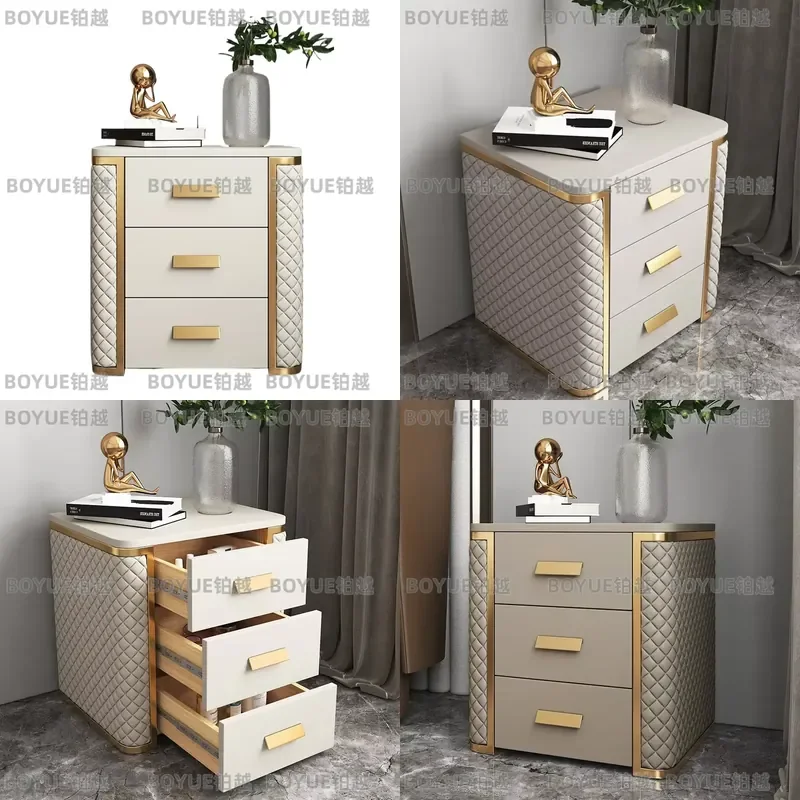 Luxury Large Wooden Nightstand Modern Simple Bedroom Side Table Home Storage Furniture High Quality Bedside Cabinet Decor