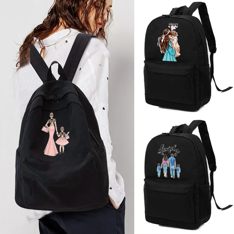 

Unisex Backpack Casual Canvas School Bag Boys and Girls New Large Capacity Student Schoolbag Rucksack Knapsack Mom Printed