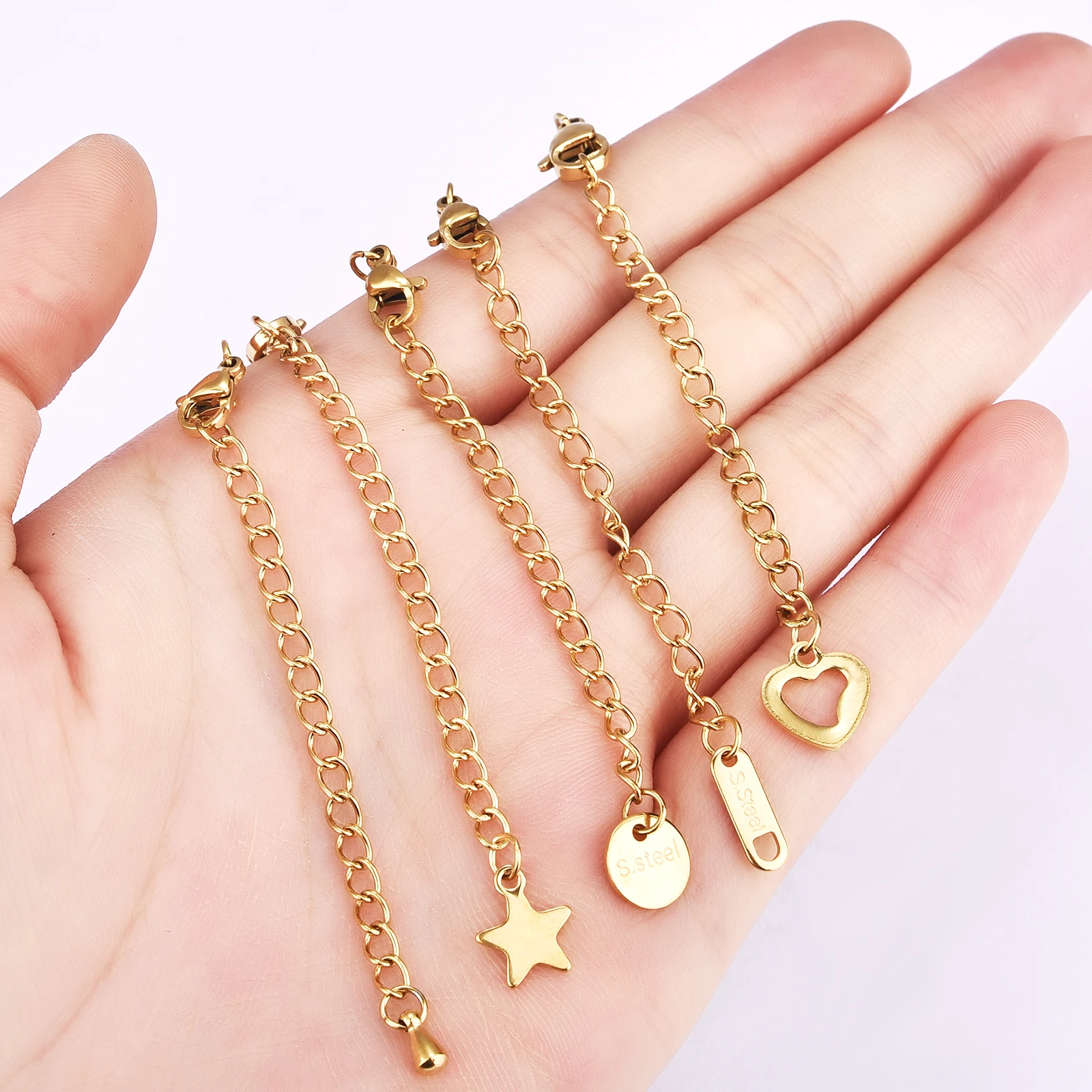 

Stainless Steel Extension Chain Bulk Necklace Bracelet Extended Chains Tail Chains Extender For Jewelry Necklace Making Accessor