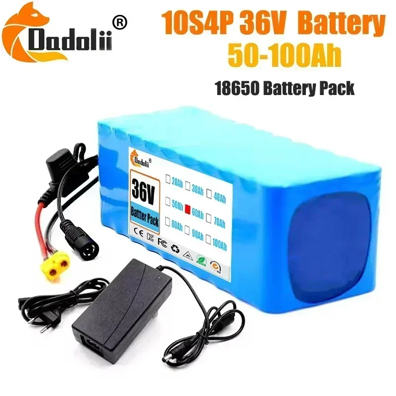 

100% original 36v lithium battery 10s4p 100Ah 20000W large capacity 18650 battery large capacity pack with BMS XT60 Plug