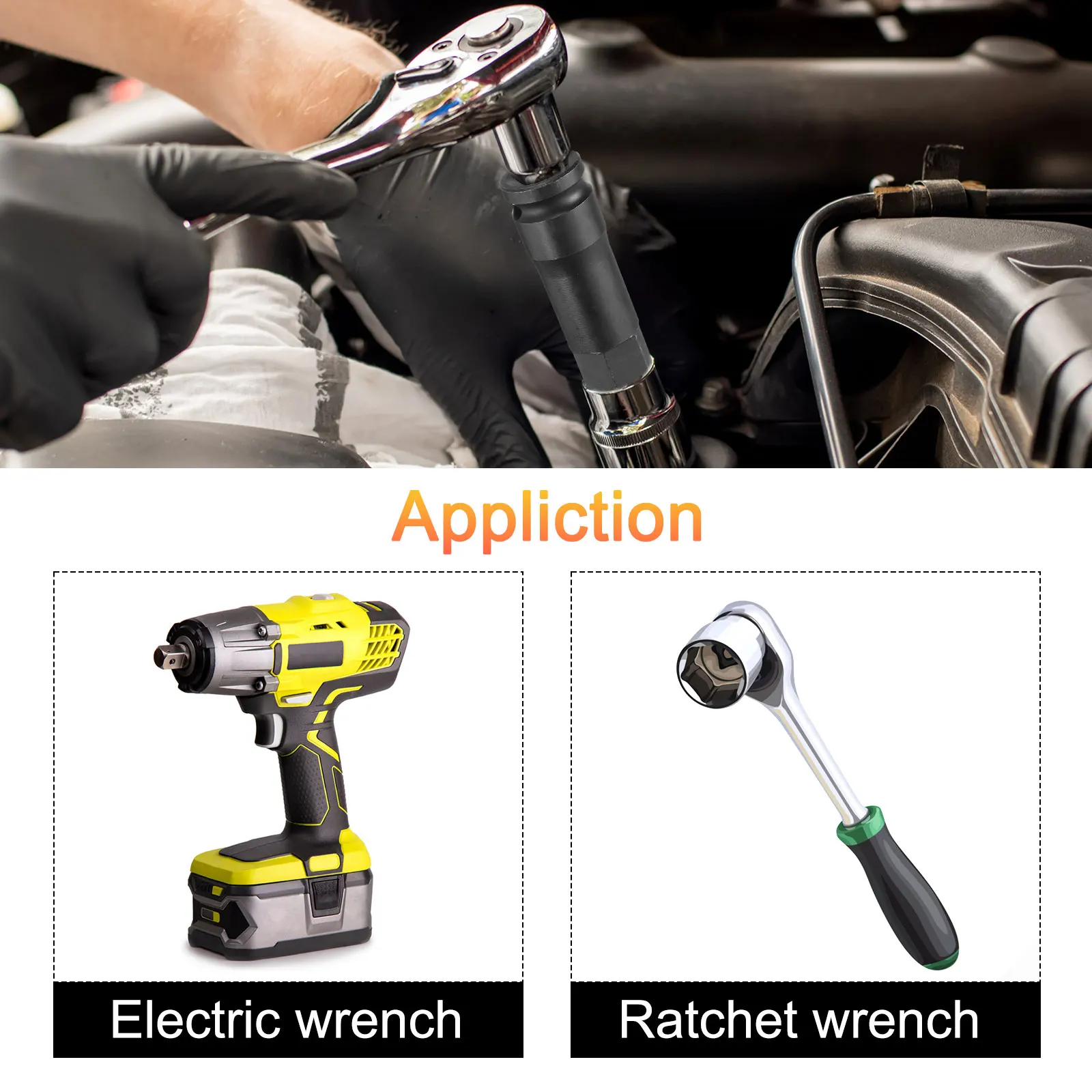 10mm-22mm Hex Impact Bit Socket H10-H22 Black Impact Drive Hex Bit Sockets Lengthen Hex Screwdriver Socket Adapter for Auto image 6