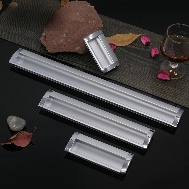 Dark pull handle, built-in drawer, embedded wardrobe door, sliding door, thickened aluminum alloy, square, hidden, long handle