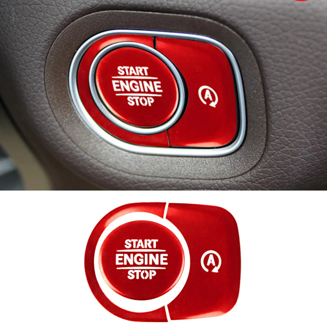 Sleek Red Alloy Engine Start/Stop Button Cover Trim For Mercedes-Benz – Easy Install, Dash-Mounted