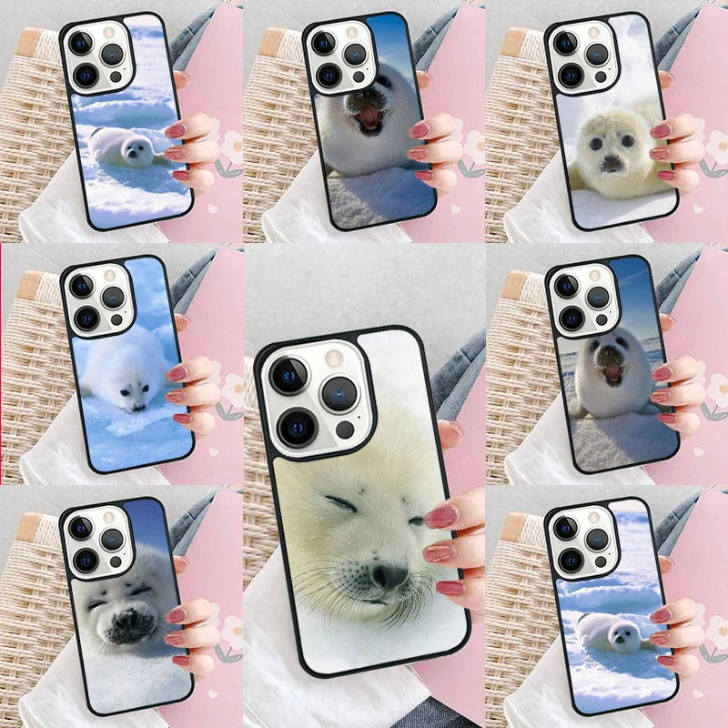 Baby Harp Seal Sea Lion Soft Phone Case Cover for iPhone 16 Promax 15 Pro 13 14 Plus 11 12 Mini XR XS MAX Coque