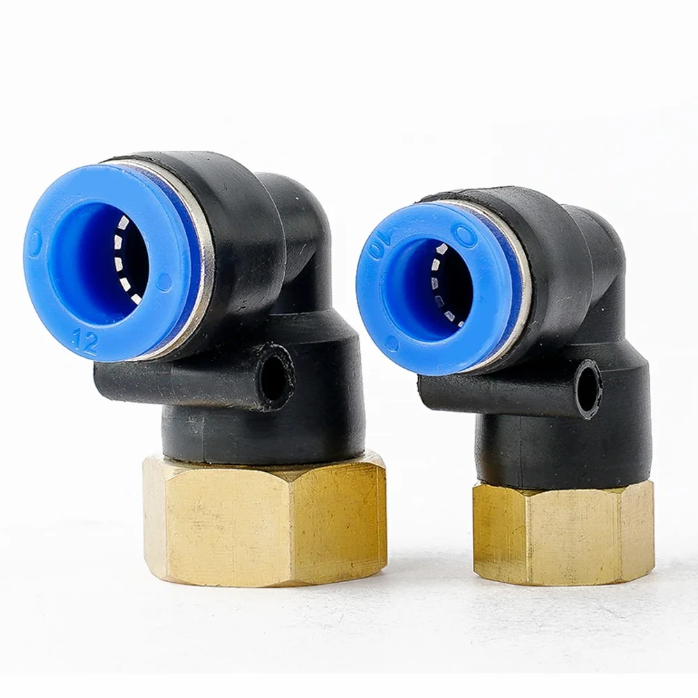 1pcs PLF Pneumatic Fittings Female Thread 1/8 1/4 3/8 1/2 Hose OD 4/6/8/10/12mm Air Elbow Connector Tube Push In Fittings