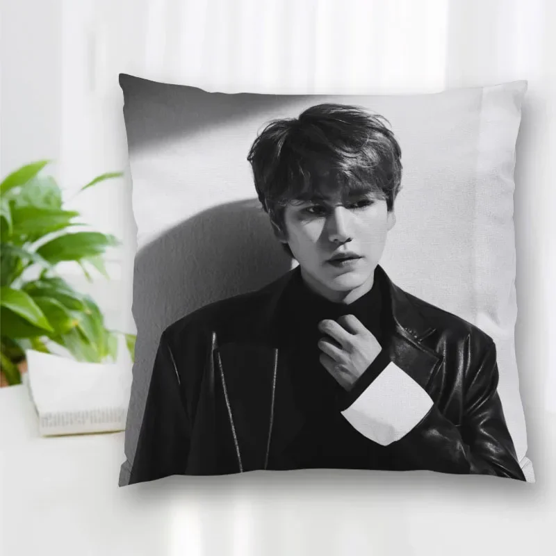 Custom KPOP Super Junior Pillow Slips Polyester Decorative Pillowcases Zipper Pillow Case Pillowcase Cover Square 45x45cm