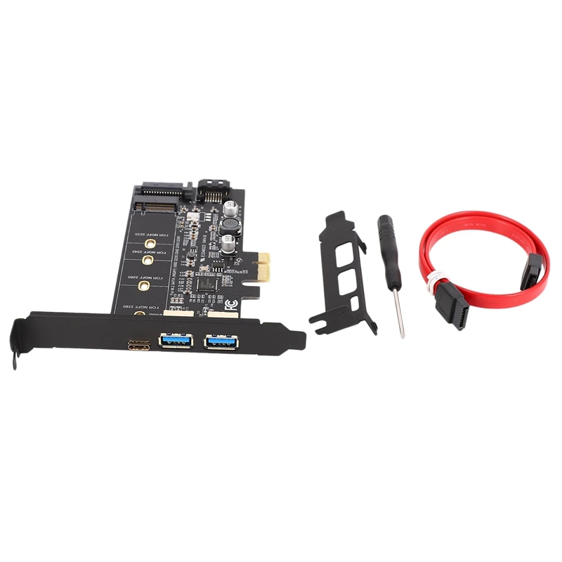 Двойной USB 2280 и Type-C M.2 PCIe адаптер M2 SSD SATA B Ключ к PCI-E контроллеру переходная карта для 2260 2242 2230 NGFF