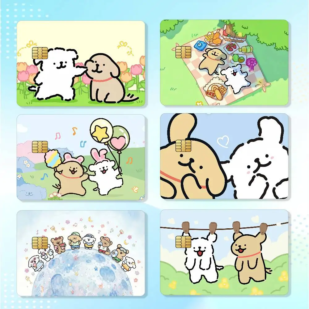Line Dog M-maltese Funny Waterproof Card Stickers For Credit Cards Debit Cards And Transit Cards 4pcs