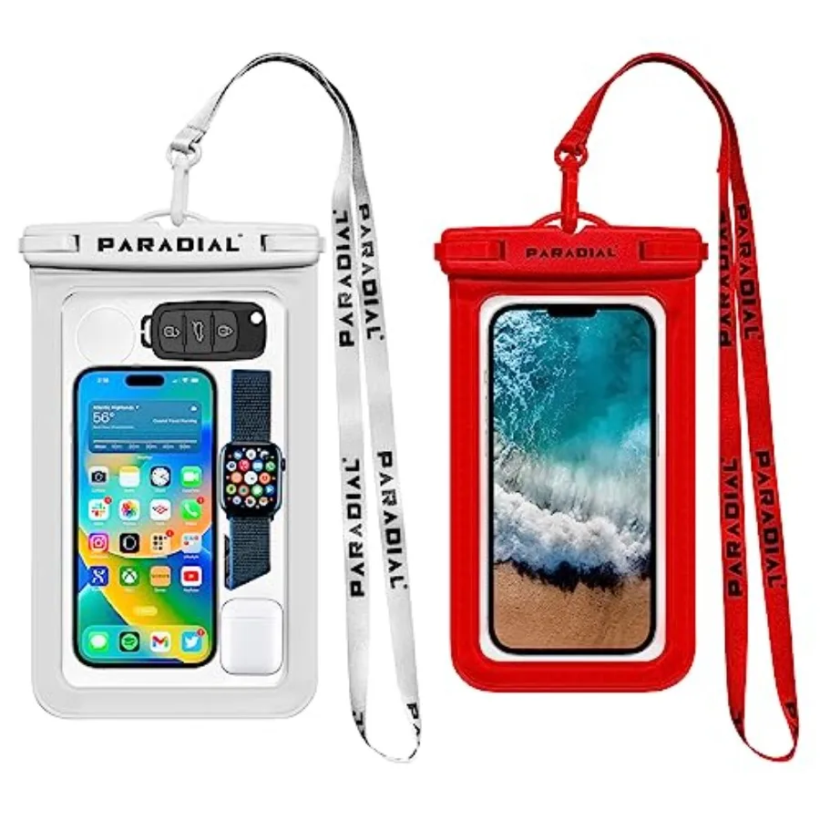 

Waterproof Phone Case 2 Pack for Outdoor Swimming Beach Use, TPU Material, Black, IPX8 Certified Dry Bag with Lanyards, Fits iP