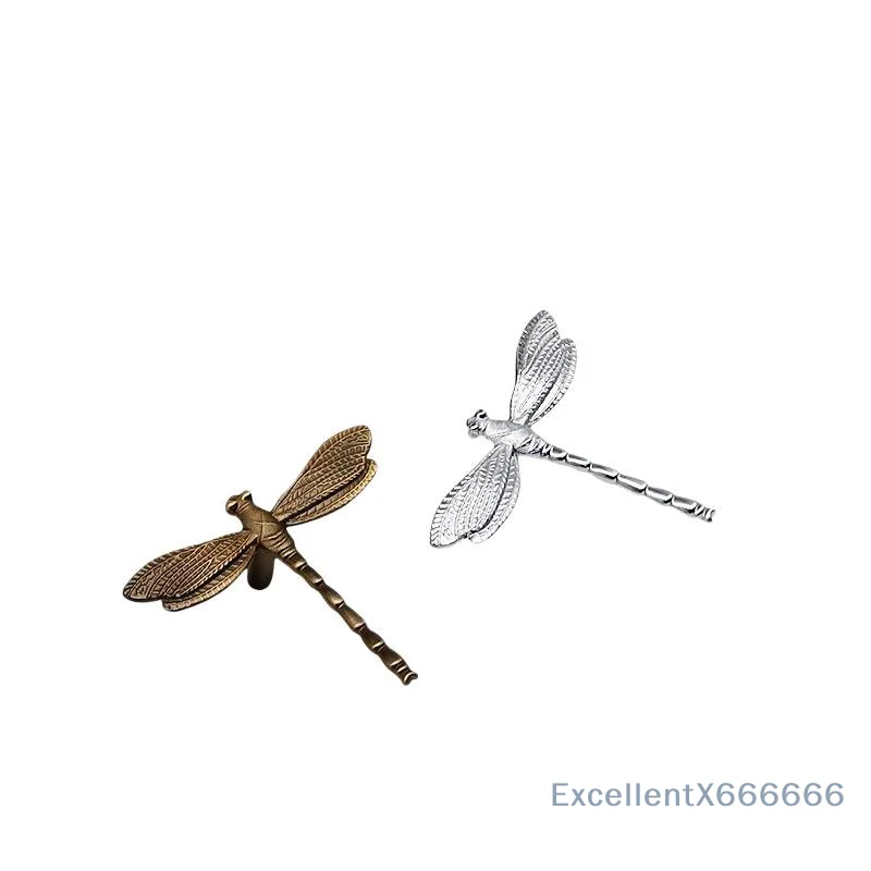 Dragonfly Shaped Cabinet Drawer Knobs Retro Vintage Metal Furniture Handles for Bedroom Dresser Cupboard Home Decor Gifts