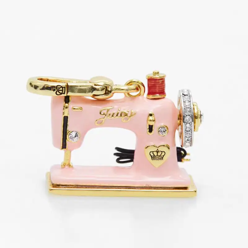 Pink Enamel Sewing Machine Pendant