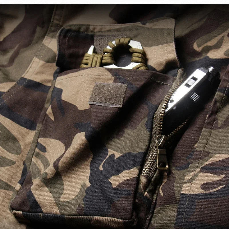 Camouflage-Softshell-Set für Herren, mehrere Taschen, winddicht, Jagduniform im Freien, zweiteiliges Set mit Wander- und Trainingskampfausrüstung