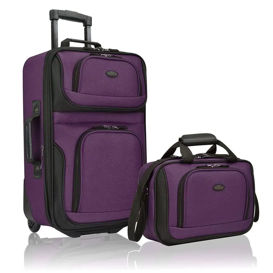 

Lightweight Softside Rolling Carryon Suitcase, 2Wheel Set, Purple