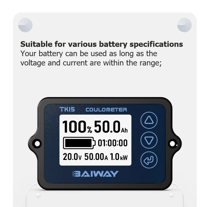 Battery Capacity Tester Coulomb Counter Meter 50A/100A/350A Vehicle Battery Coulometer for E-bike/Balance Car/Cleaning Machine