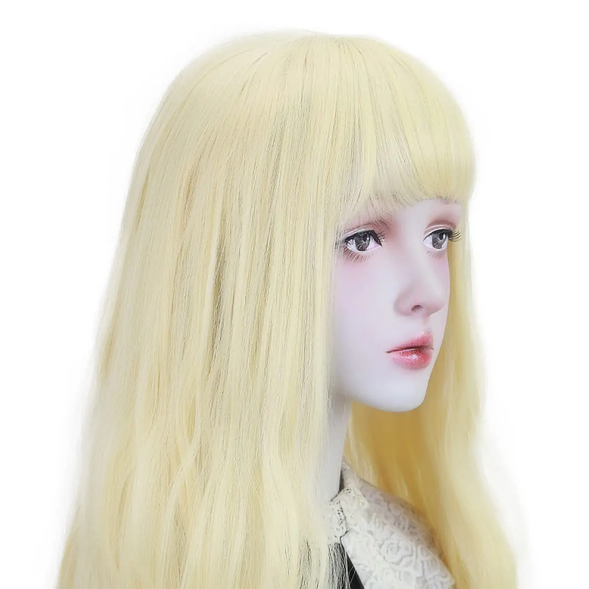 Long Blonde Synthetic Wig with Bangs - Natural Long Wavy Cosplay Wigs for Women Halloween Christmas 30\