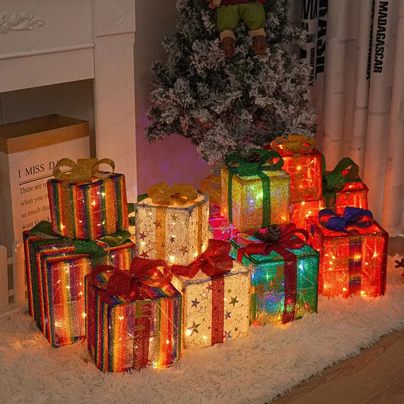 Festive Glow Christmas Box Trio, Decorative Set for Creating a Holiday Atmosphere