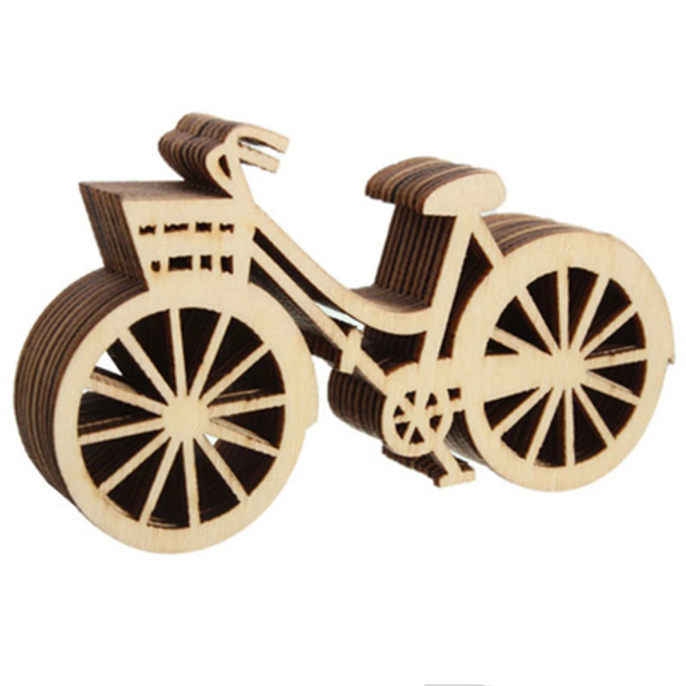 10/30/50 pz bicicletta in legno trasporto auto artigianato fai da te decorazione della casa scrapbooking ornamenti in legno fai da te accessorio