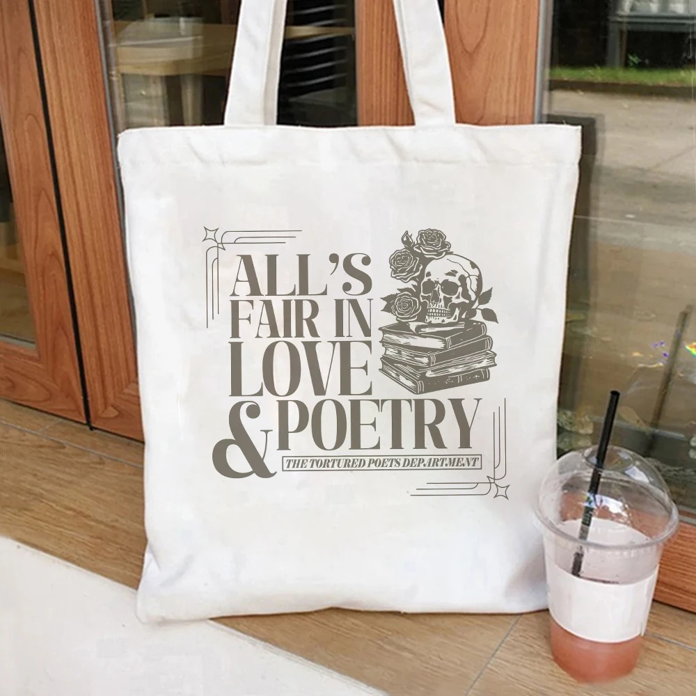 All's Fair In Love And Poetry Tortured Poets Department Tote Bag Cosmetic Bag Set Fashion Canva Capacity Travel Shopping Bag