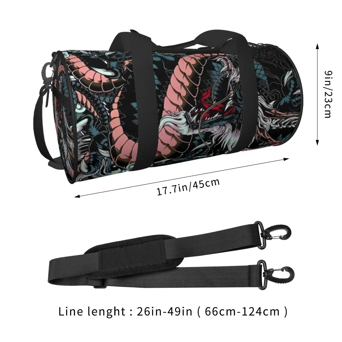 Japanese Dragon Sports Bags Cool Kawaii Swimming Gym Bag with Shoes Graphic Handbags Male Female Pattern Waterproof Fitness Bag