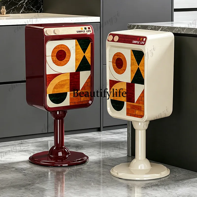 Retro style trash can, living room, household high-value removable creative audio modeling trash can