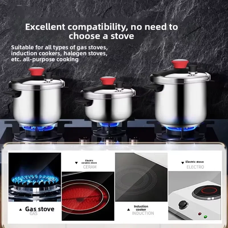 304 Stainless Steel Pressure Cooker Uncoated Kitchen Pot Compatible With All Stovetops Household Cooking Ware Durable Safe