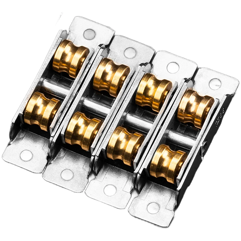Flat Double Groove Sliding Pulley for Windows Copper Wheels Stainless Steel Frame 80/88 Series PVC Window Compatible