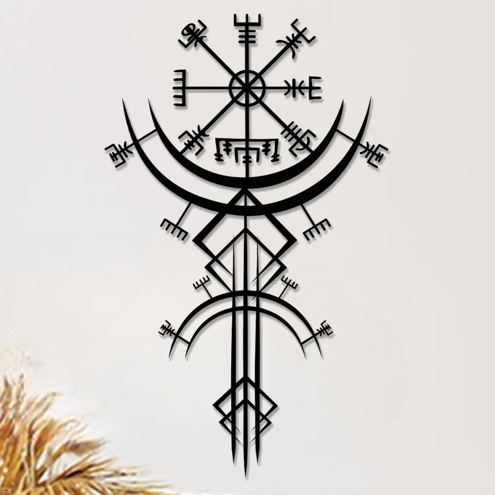 Unique Viking Rune Metal Wall Art Aluminum Plate Home Decor Inspirational Mythology Gift For Living Room Bedroom