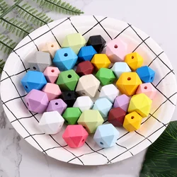 NANA 10PCS Wholesale Jewelry Custom 16mm 20mm Mixed Color Maple Octagonal Polygonal Through Hole Wood Lotus Grass Beads